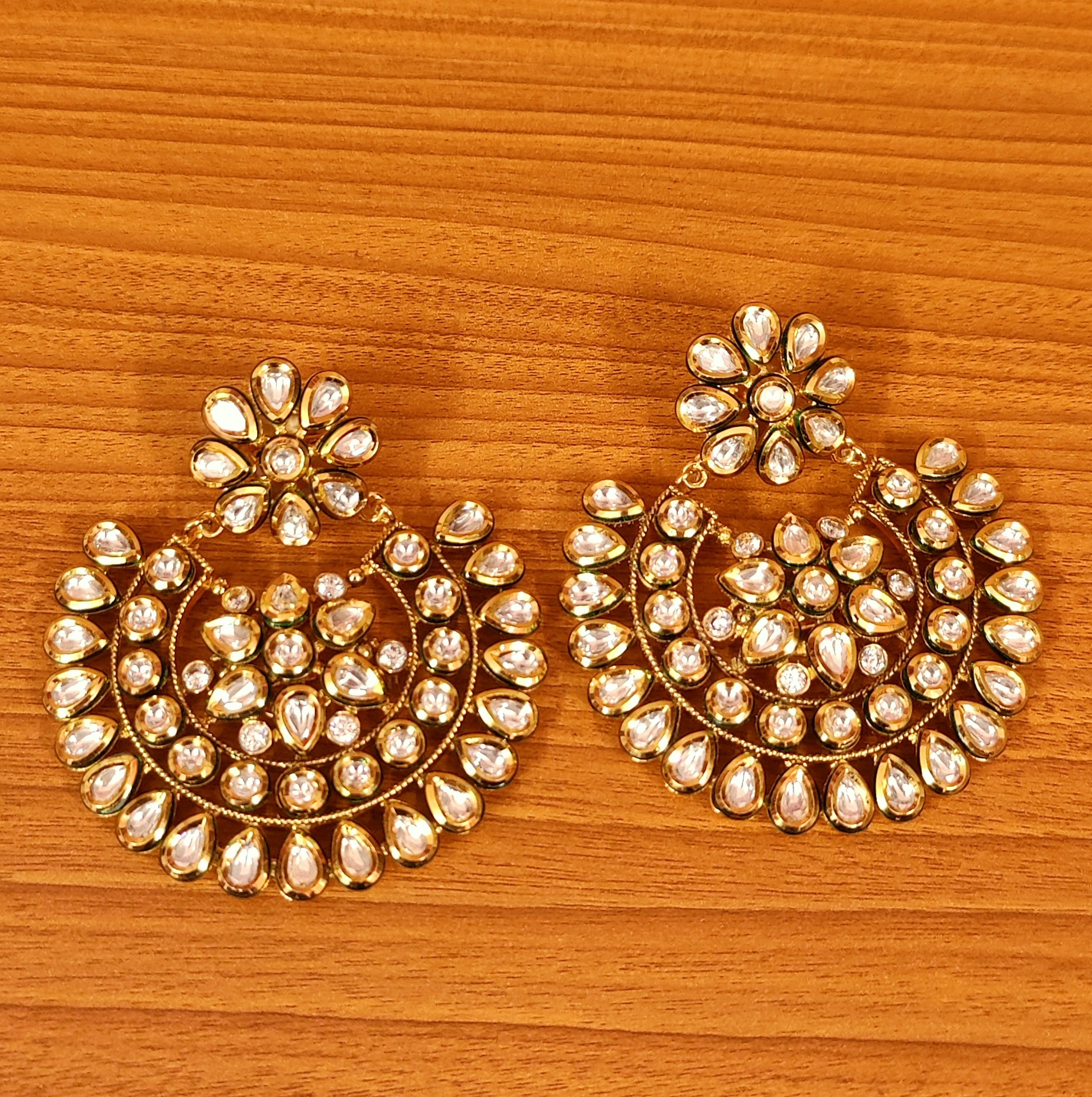 Buy Gold Plated Kundan Chandbali Earrings by Dugran By Dugristyle Online at  Aza Fashions.